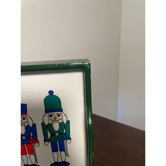 Vintage Nutcracker Themed Serving Tray With Green Wooden Frame & Handles - Picture 7 of 7